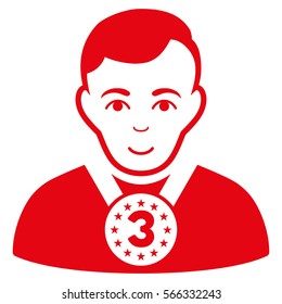 3rd Prizer Sportsman vector icon. Flat red symbol. Pictogram is isolated on a white background. Designed for web and software interfaces.