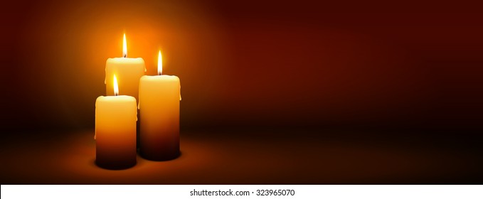 3rd Sunday of Advent - Third Candle with Warm Atmosphere - Candlelight, Panorama, Banner, Website Head Template - Candlelight Dinner