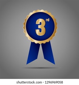 3rd winner medal bronze blue vector design 
