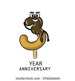 Ilustración de diseño de plantillas vectoriales de celebración del 3er año