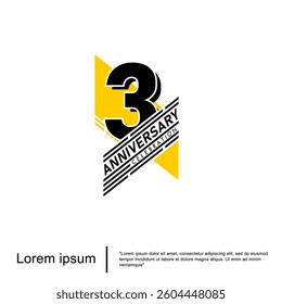 3rd years anniversary celebration emblem. anniversary logo isolated with geometric badge on white background. vector illustration template design for web, flyers, poster, invitation card or greeting 