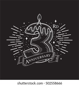 3rd Years Anniversary Design. Vector design template elements for your celebration.