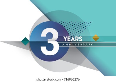 3rd years anniversary logo, vector design birthday celebration with colorful geometric, Circles isolated on white background.