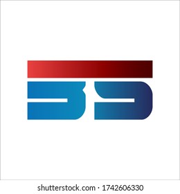 El diseño del logotipo 3S es azul y rojo. Vector número 35 elegante. 