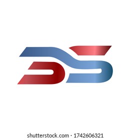 El diseño del logotipo 3S es azul y rojo. Vector número 35 elegante. 
