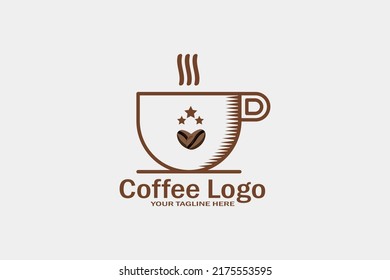 3Sterne-Logo-Vorlage für das Coffeeshop, Vektorgrafik, Logo für süßen Kaffee