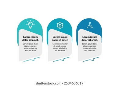 3-Step Business Process Infographic - Modelo de linha de tempo vetorial para apresentações profissionais, comunicação visual e representação de dados estratégicos.