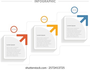 3-step infographic visual representation of information  step-by-step process to help users achieve a goal.