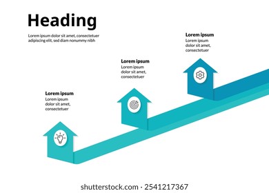 3-Step Modern Timeline Diagram for Business, Infographic Template with Journey Concept, Presentation Vector