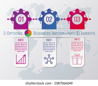 3-steps timeline infographic design vector template. Graphic elements with three options of business data