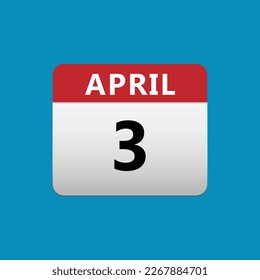 3th April calendar icon. April 3 calendar Date Month icon vector illustrator