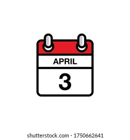 3th April Flat Day Month Calendar Stock Vector (Royalty Free ...