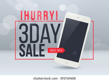 3th day sale banner. Sale and discounts. Vector illustration. Sale banner. Sale discount offer