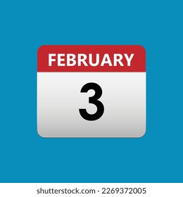 3th February calendar icon. February 3 calendar Date Month icon