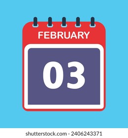 3th February calendar icon. Calendar template for the days of February. vector illustrator.