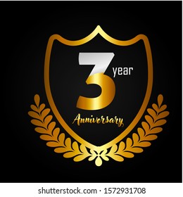 3th Gold Anniversary Celebration Logo Golden Stock Vector (royalty Free 