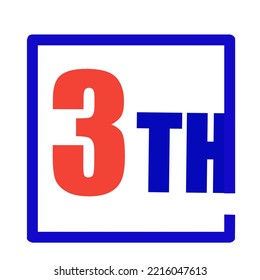 3th Ordinal Numbers counting vector art illustration with fantastic font and blue red color - 1th anniversary - happy birthday