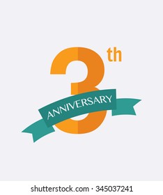 3th years Anniversary Icon. Vector logo for design