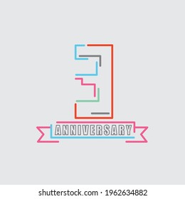 3th Years Anniversary Logo Birthday Celebration Abstract Design Vector Illustration.
