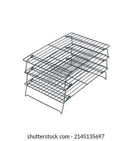 3-Tier Cooling Rack Stock Illustration. The Vector Image Depicts Cooling Rack For Cookies, Cake, And More