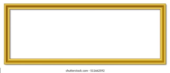 3to1 ratio panorama wide golden vector retro vintage gold picture frame isolated on white background