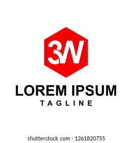 3W or W3 Inside Hexagon Shape, Letter and Number Combination Logo Design