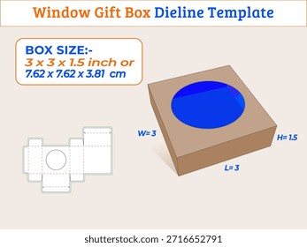 3x 3x 1,5 Zoll runde Fenster Geschenkbox