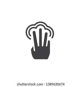 3x double tap vector icon. Hand Click filled flat sign for mobile concept and web design. Three finger touch gesture glyph icon. Symbol, logo illustration. Pixel perfect vector graphics
