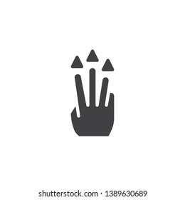 3x drug up vector icon. Hand Click filled flat sign for mobile concept and web design. Three finger touch gesture glyph icon. Symbol, logo illustration. Pixel perfect vector graphics