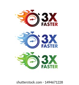 3x faster logo icon set | modern style with 3 alternative colors