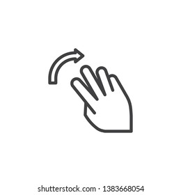 3x flick right line icon. Swipe right hand Click linear style sign for mobile concept and web design. Three finger touch gesture outline vector icon. Symbol, logo illustration. Pixel perfect vector 
