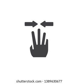 3x pinch vector icon. Hand Click filled flat sign for mobile concept and web design. Three finger touch gesture glyph icon. Symbol, logo illustration. Pixel perfect vector graphics