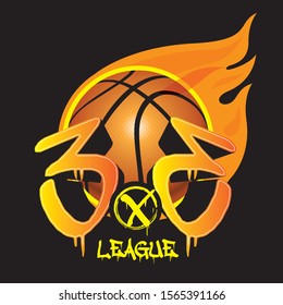 3x3 basketball league logo concept