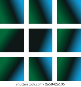 A 3x3 grid of squares, each filled with a smooth gradient transitioning from dark green to bright blue.