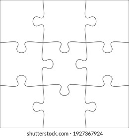 3x3 Jigsaw puzzle blank template background light lines. every piece is a single shape.