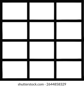 3x4 Blank Grid Template with Thick Black Lines