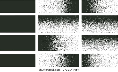 A 3x4 grid of squares with black and white gradient textures