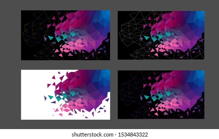 4 in 1. Abstract backgrounds in bright colors of blue, purple and pink. Made in Poly style. Modern mosaic. Vector backgrounds for web, for backgrounds, for presentations, for your work add-ons.