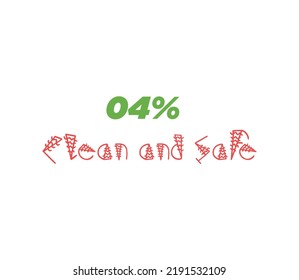 4 100% Iluminación de la ilustración vectorial de la etiqueta de señalización Clean Safe con un diseño elegante y color verde y rojo 
