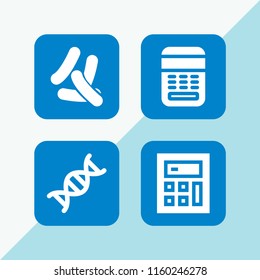 4 3d icons in vector set. dna, technological and bacteria illustration for web and graphic design