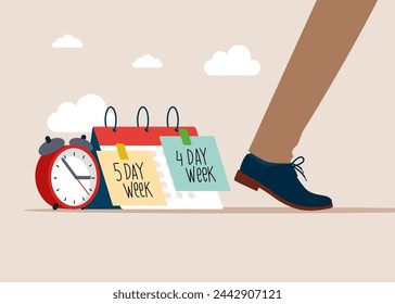 4 or 5 Day Work Week. Prioritise working smarter to produce better. Flat vector illustration.