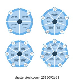 4 up to 7 Steps Cycle Infographic for Business Presentation, Poster, Banner and Booklet.