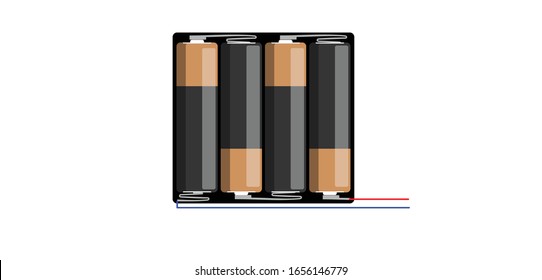 4 Aa Battery Case Top View Illustration 