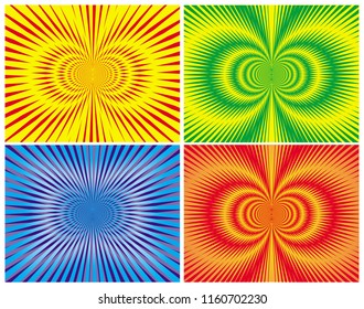 4 abstract artistic background in four color tones. Vector drawings.