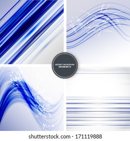 4 abstract blue background, business vector illustration eps10. Blue lines texture.