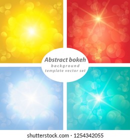 4 Abstract bokeh background template vector set