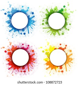 4 Abstract Bubble With Blobs Set, Isolated On White Background, Vector Illustration