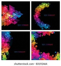 4 Abstract Colorful Background from triangles. Vector.