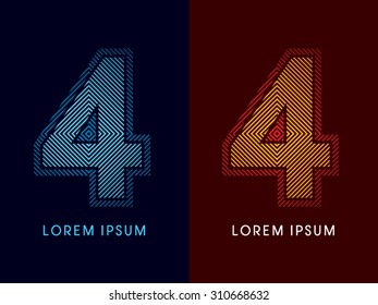 4 ,abstract luxury font, Designed using cool and hot colors, line square, geometric shape, graphic vector.