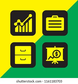 4 accounting icons in vector set. business and finance, portfolio, graph and document illustration for web and graphic design